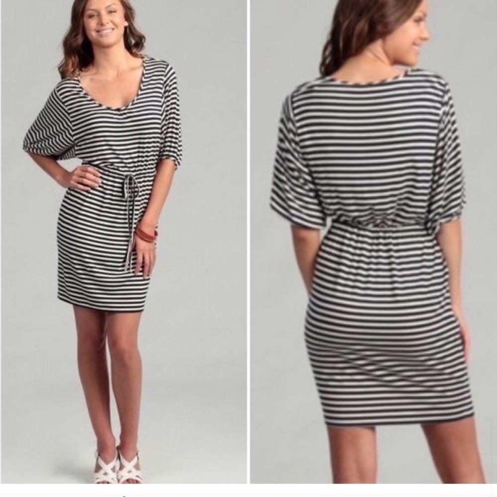 Calvin Klein | Drawstring Striped Dolman Dress